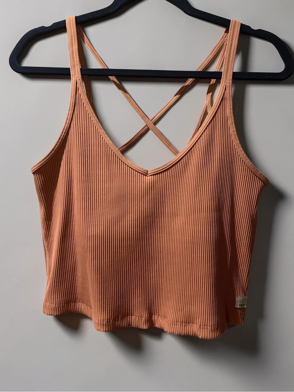 Vuori Ribbed Crisscross Back Tank Top XL Coral Performance Activewear